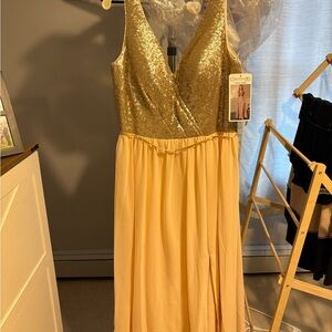 Christina Wu Sequin Gold and Chanpagne Gown